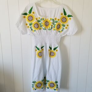 Sunflower Dress Women's Size S/M Short Sleeve Cotton Fairy